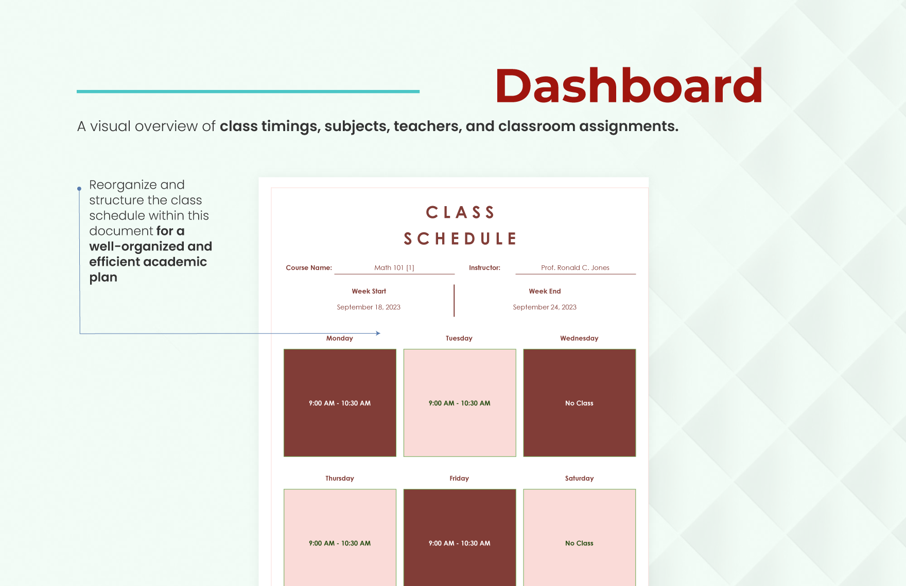 Class Schedule Template