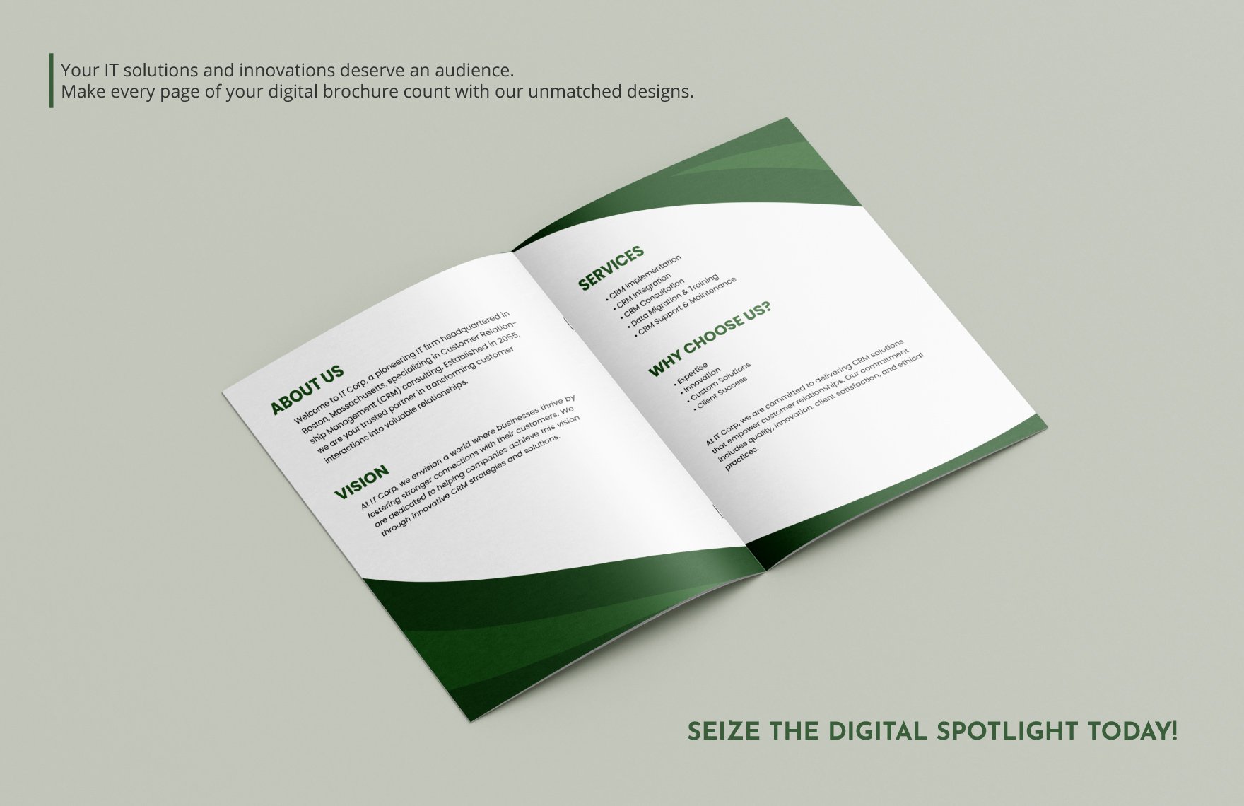 IT CRM Consulting Company Profile Digital Brochure Template