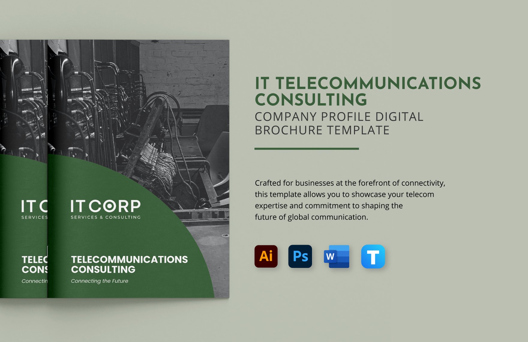 IT Telecommunications Consulting Company Profile Digital Brochure Template in Word, Illustrator, PSD