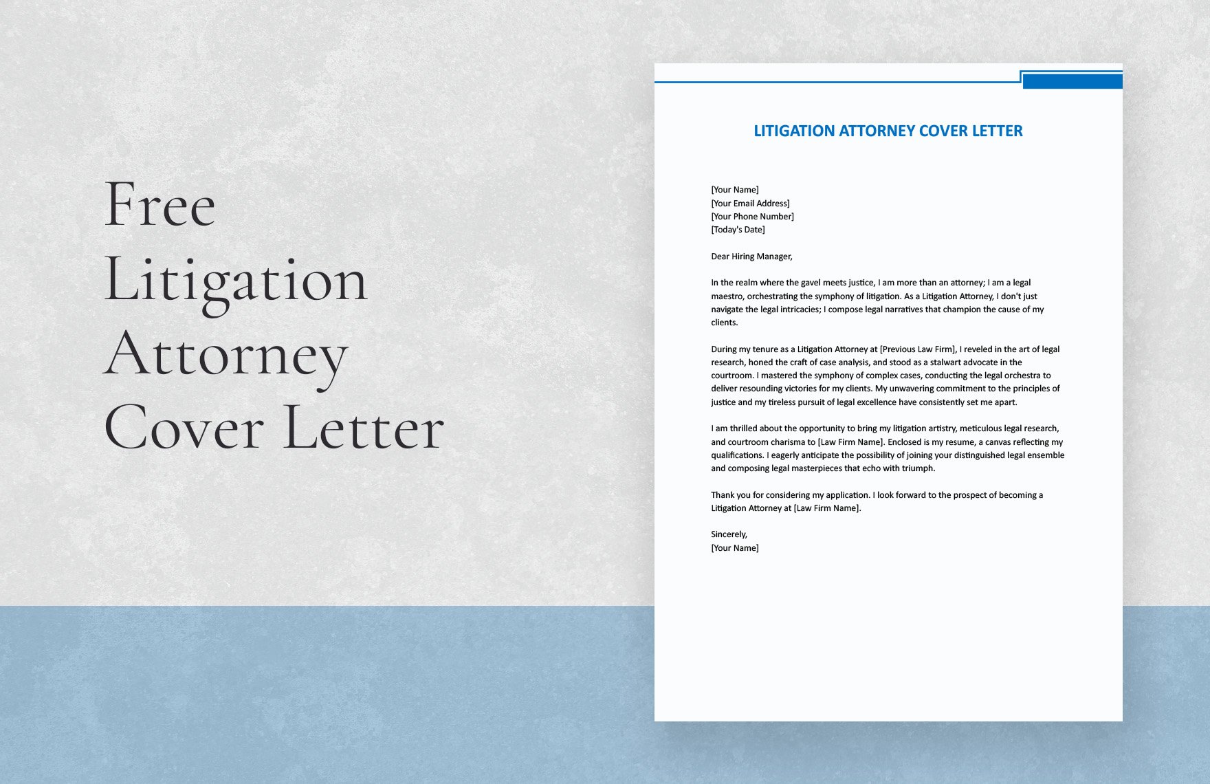 Litigation Attorney Cover Letter in Word, Google Docs