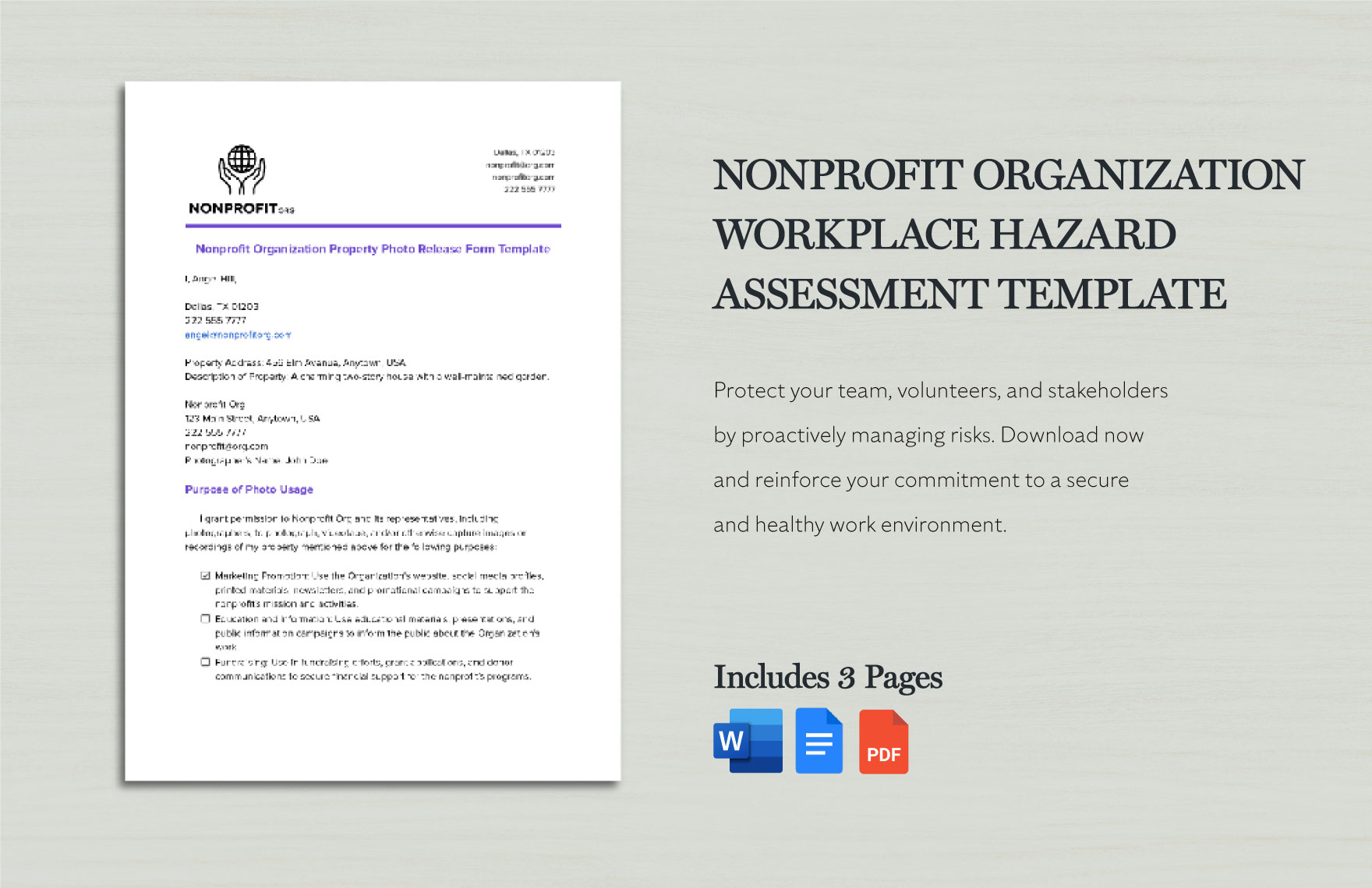 Nonprofit Organization Workplace Hazard Assessment Template