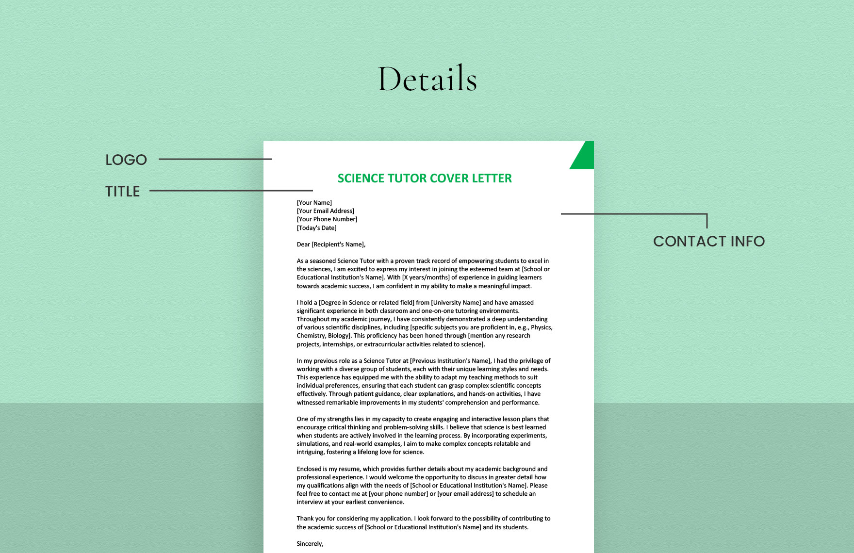 Science Tutor Cover Letter