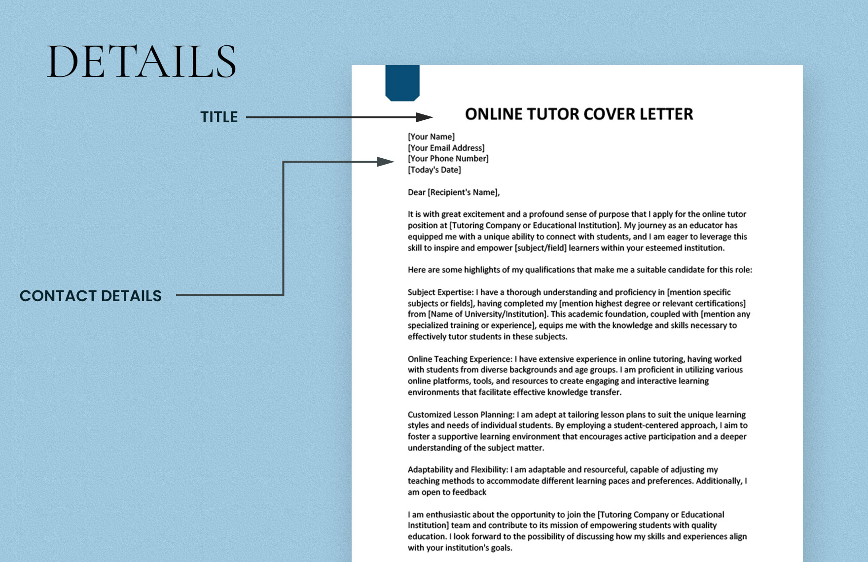Online Tutor Cover Letter
