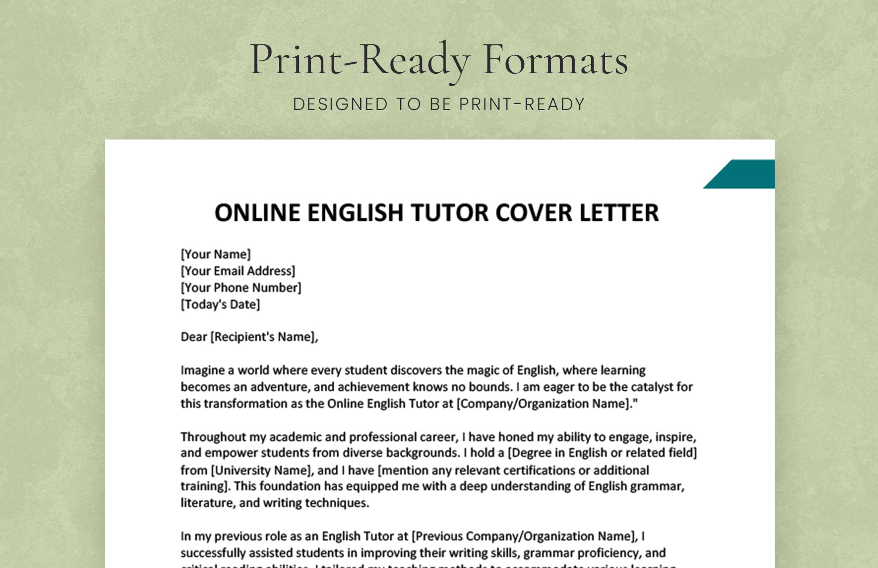 Online English Tutor Cover Letter