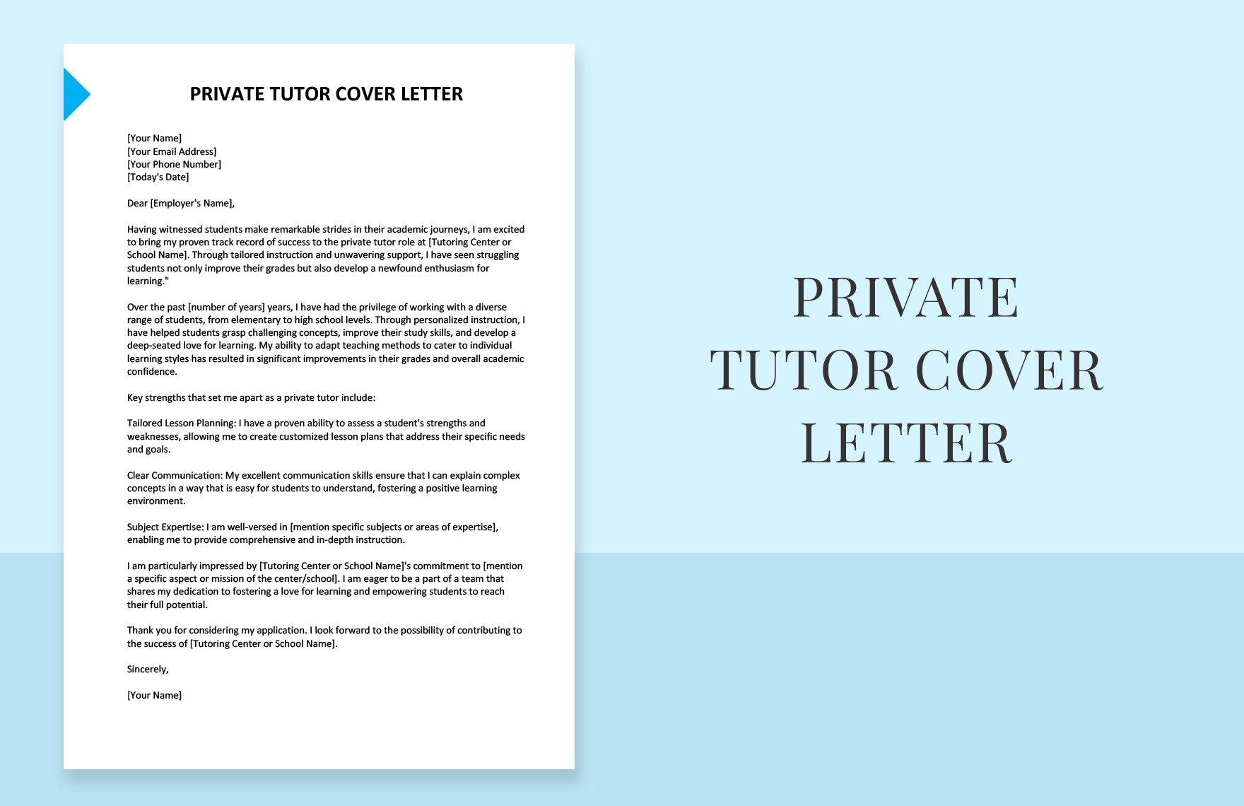 Private Tutor Cover Letter in Word, Google Docs