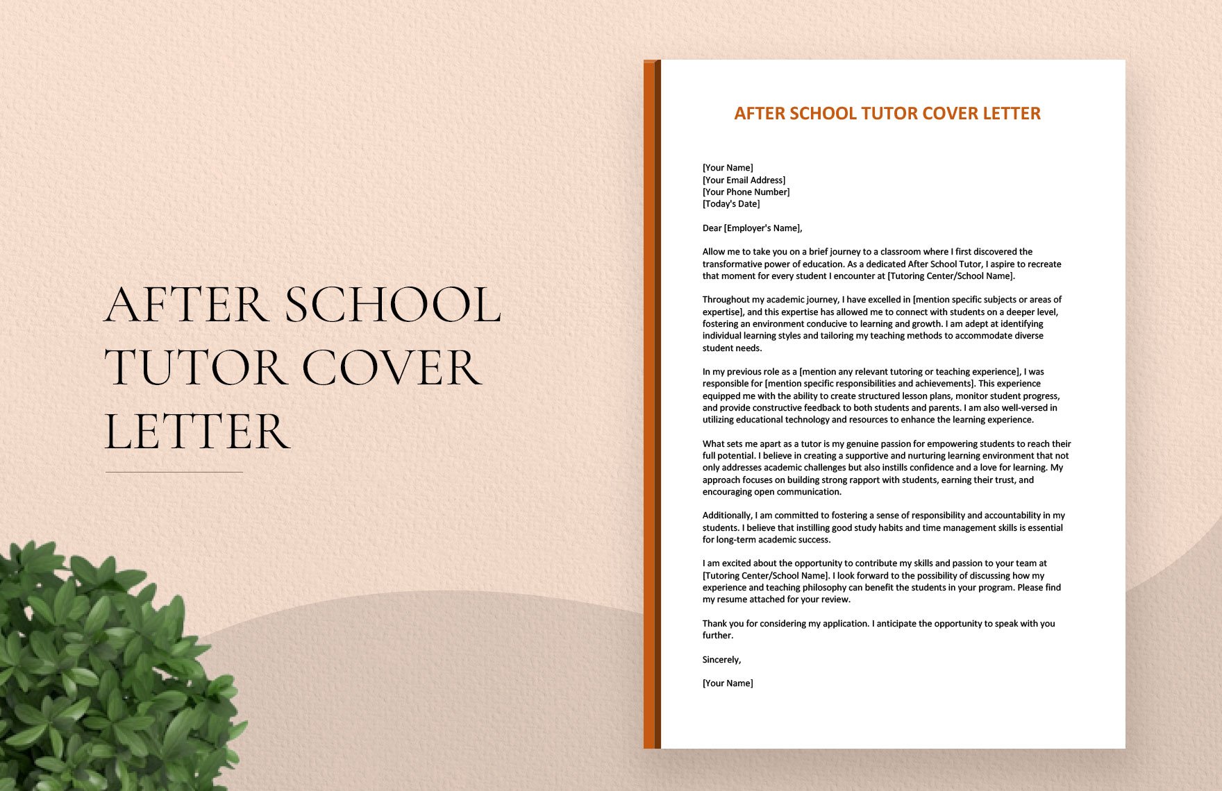 After School Tutor Cover Letter in Word, Google Docs