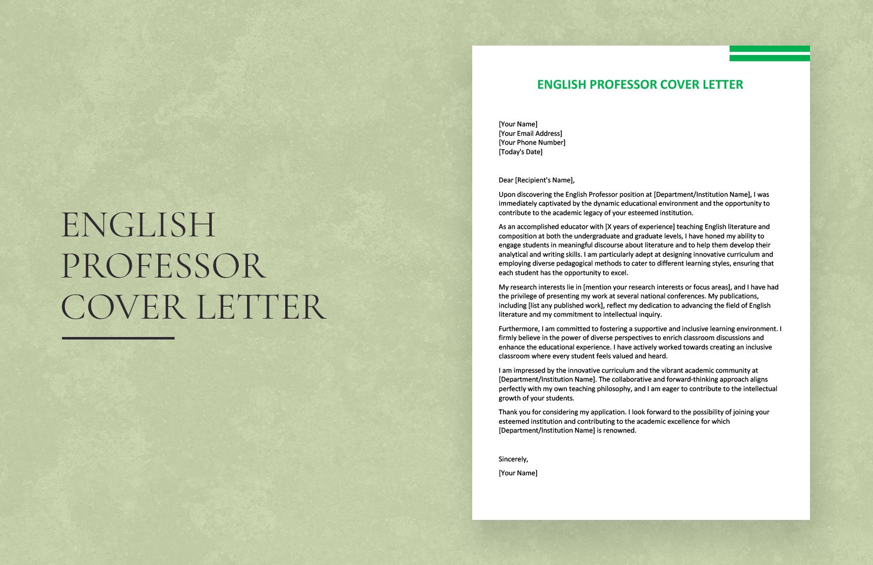 English Professor Cover Letter