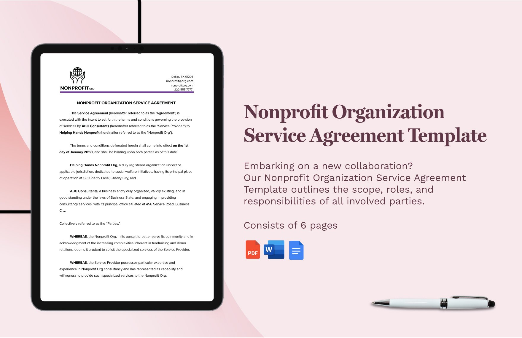 Nonprofit Organization Service Agreement Template