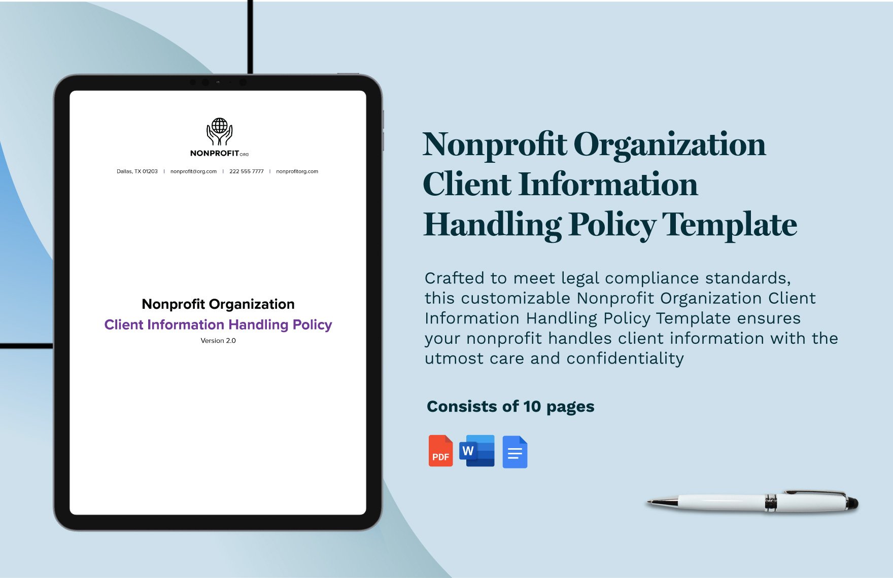 Nonprofit Organization Client Information Handling Policy Template