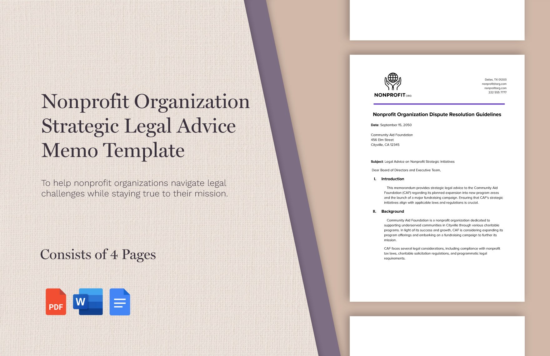 Nonprofit Organization Strategic Legal Advice Memo Template