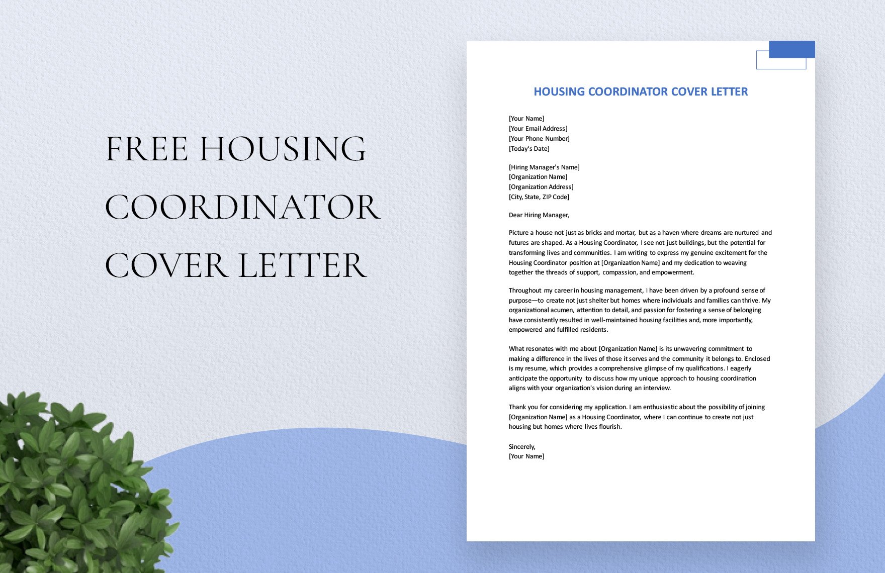 Housing Coordinator Cover Letter in Word, Google Docs, PDF