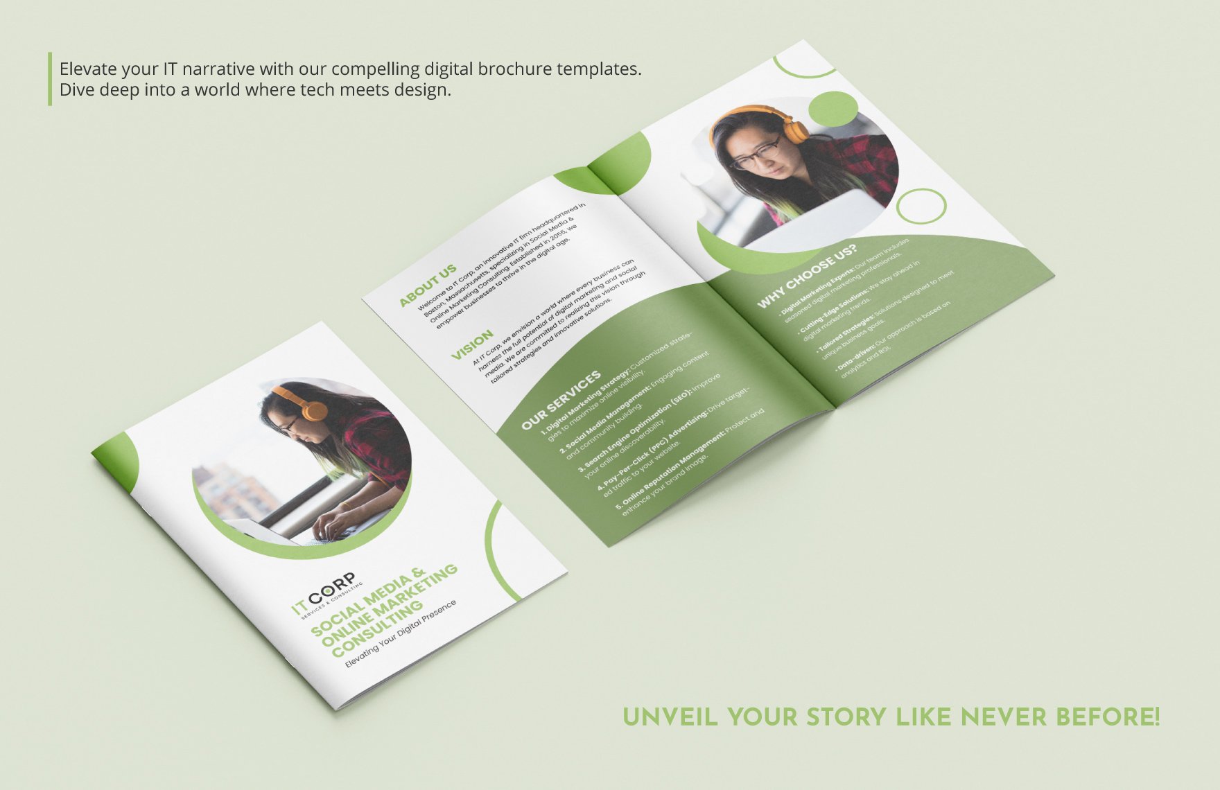 IT Social Media & Online Marketing Consulting Company Profile Digital Brochure Template