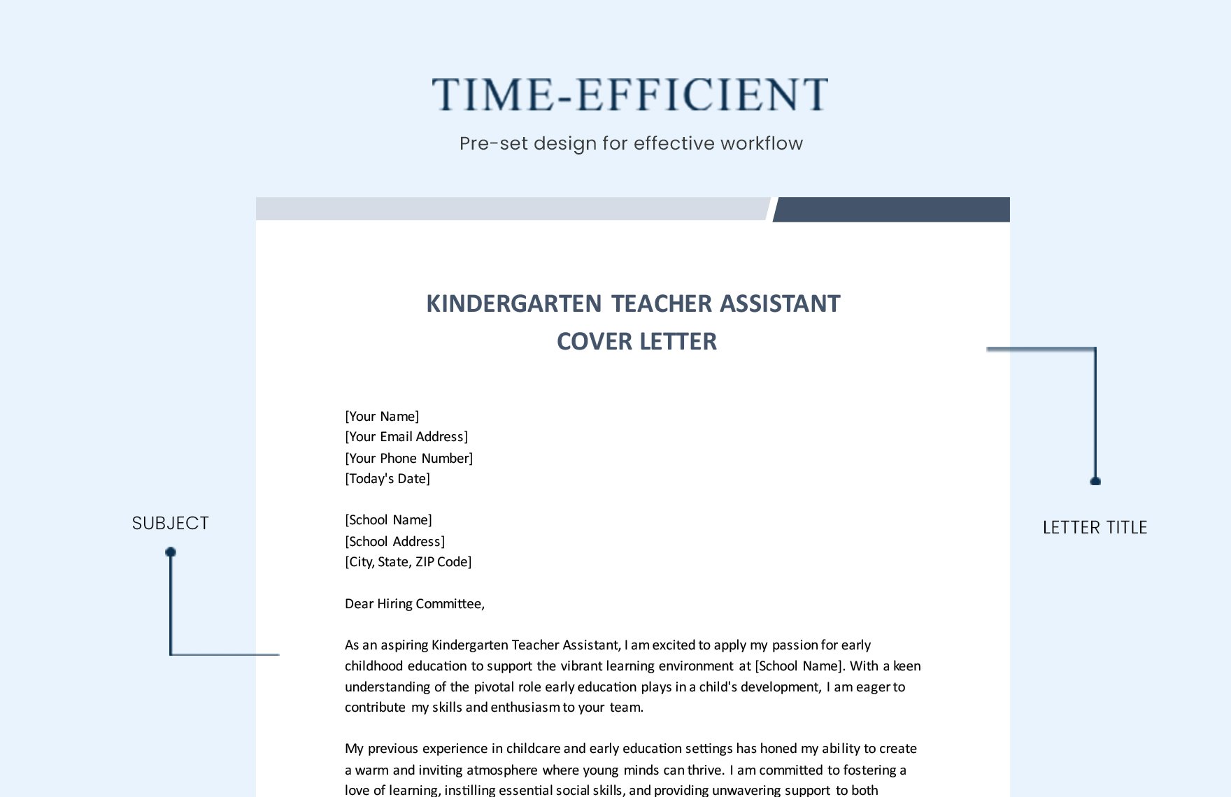 Kindergarten Teacher Assistant Cover Letter