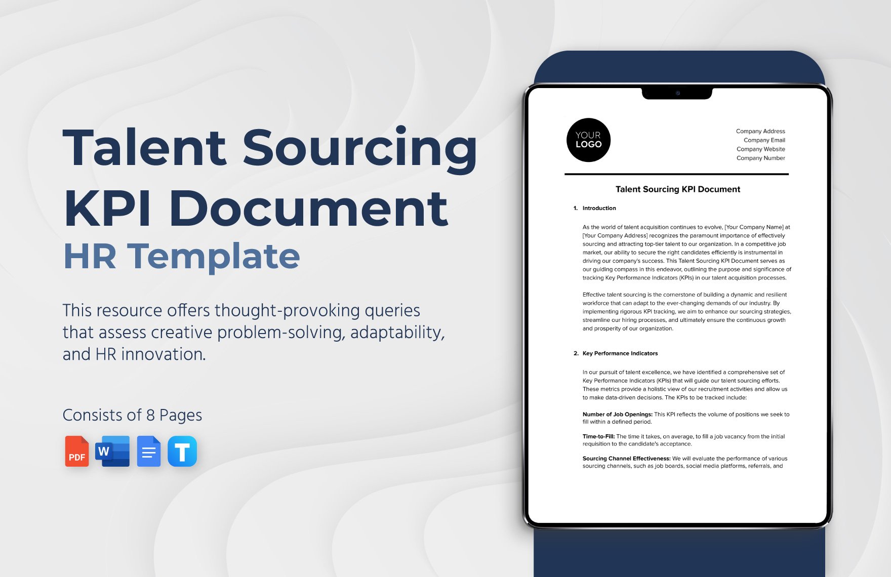 Talent Sourcing KPI Document HR Template in Word, Google Docs, PDF