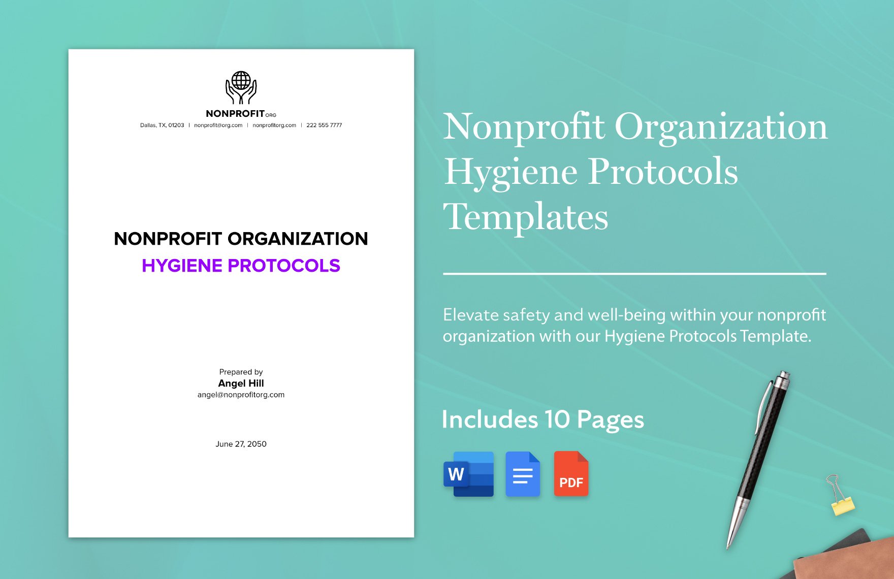 Nonprofit Organization Hygiene Protocols Template in Word, Google Docs, PDF