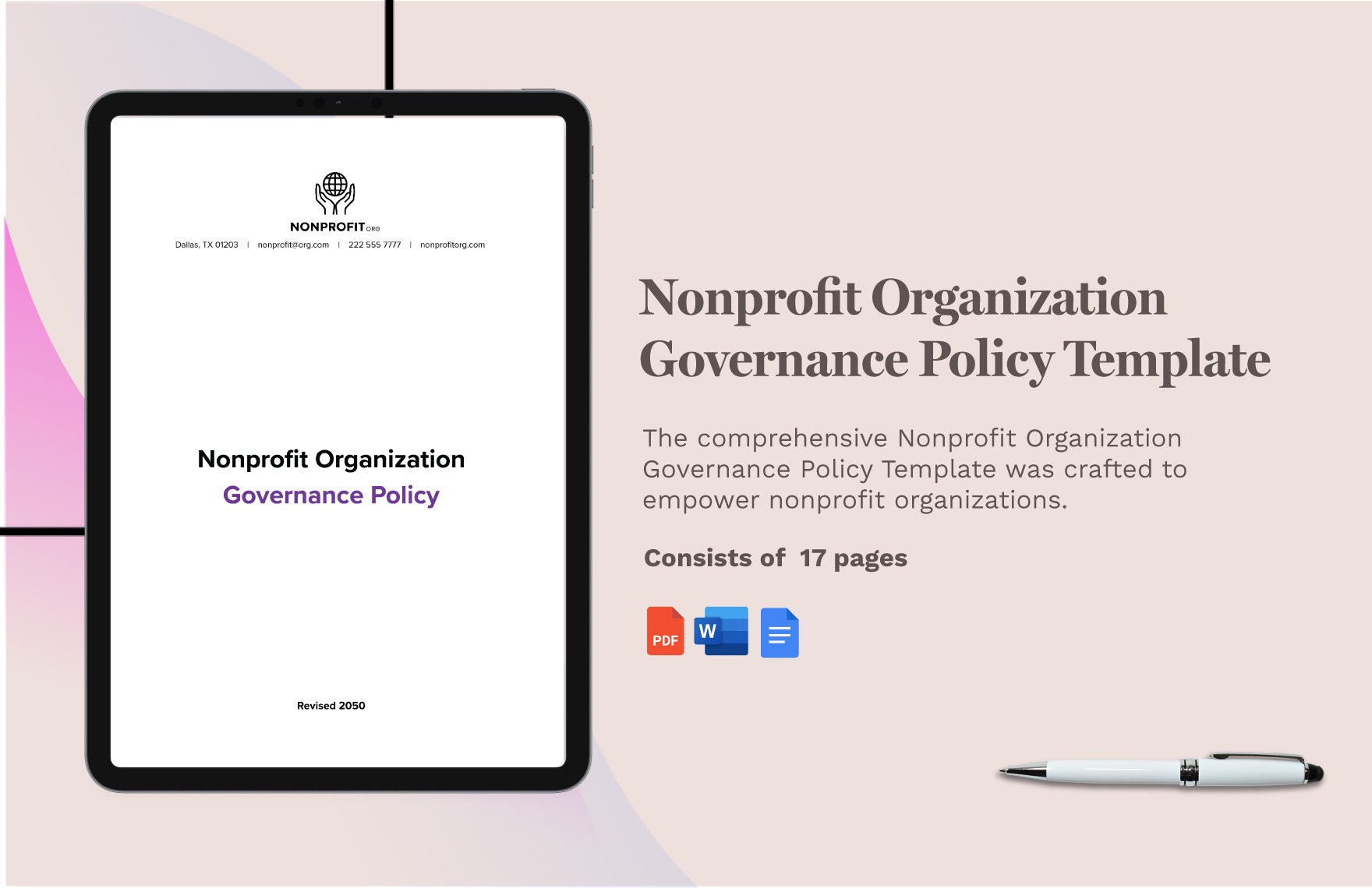 Nonprofit Organization Governance Policy Template