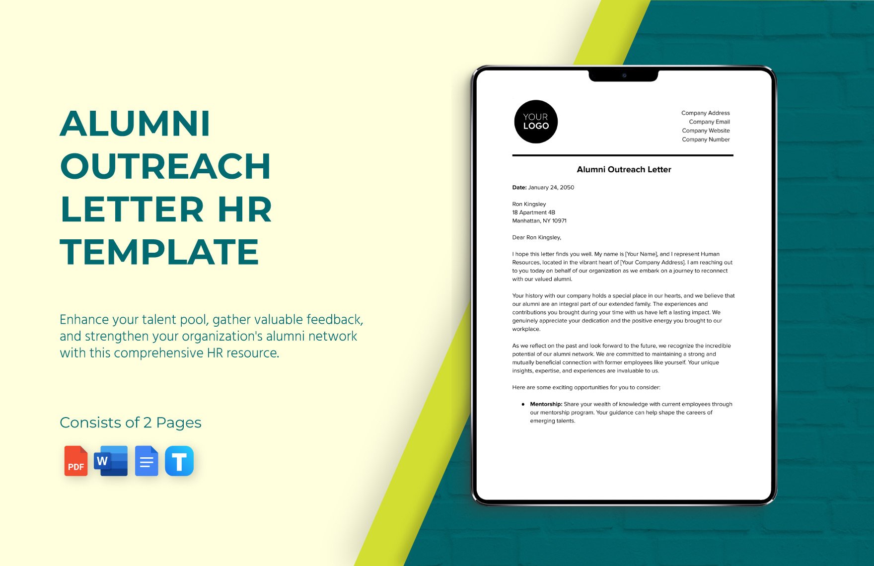 Alumni Outreach Letter HR Template in Word, Google Docs, PDF