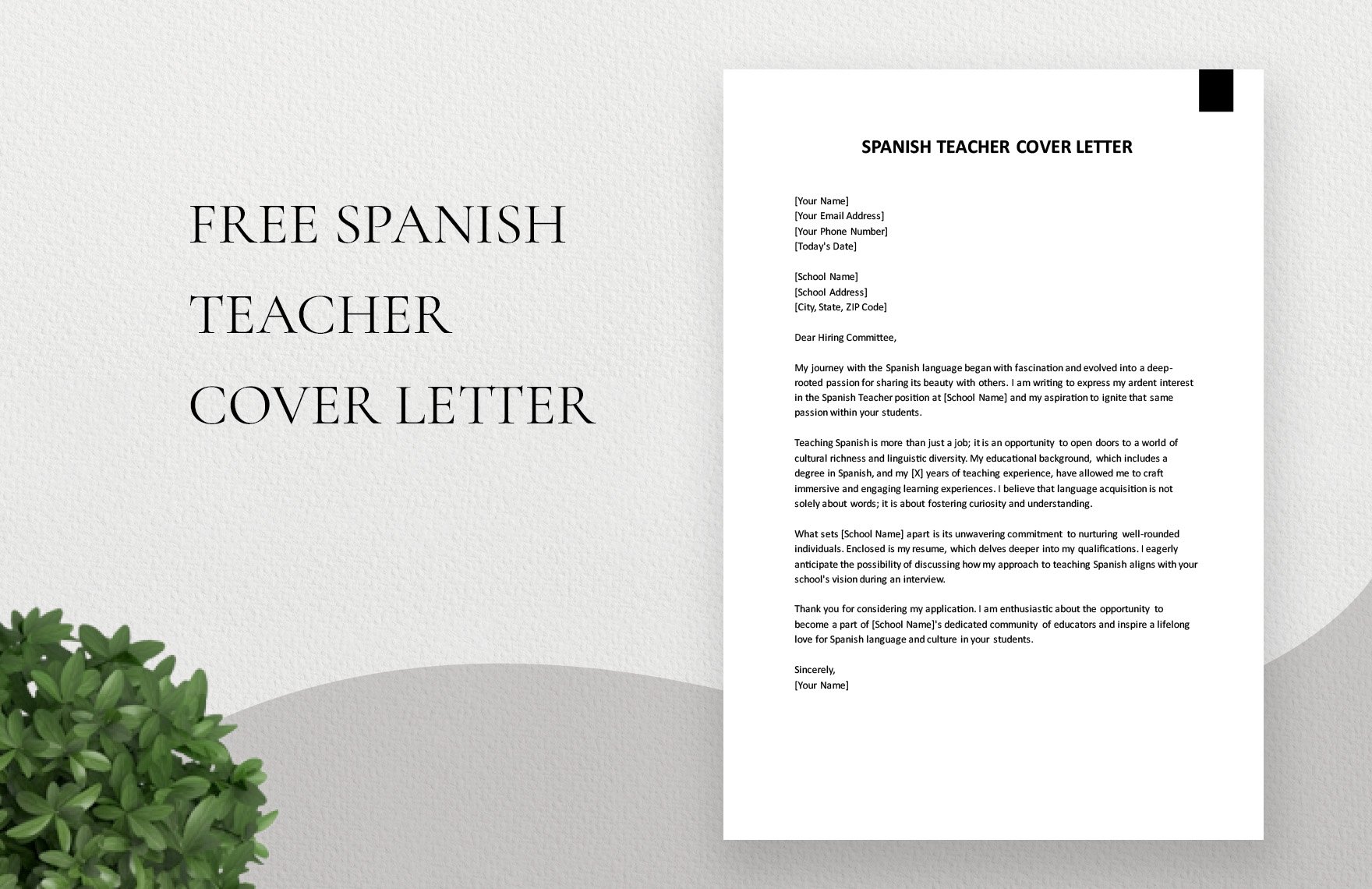 Spanish Teacher Cover Letter