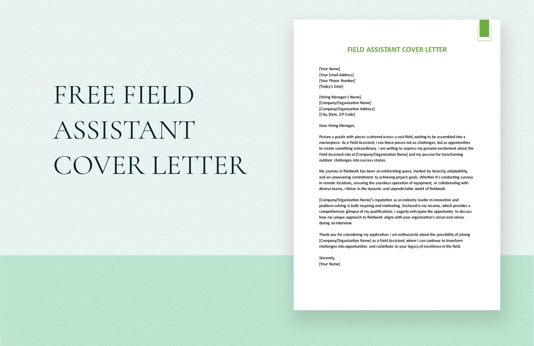 Field Assistant Cover Letter