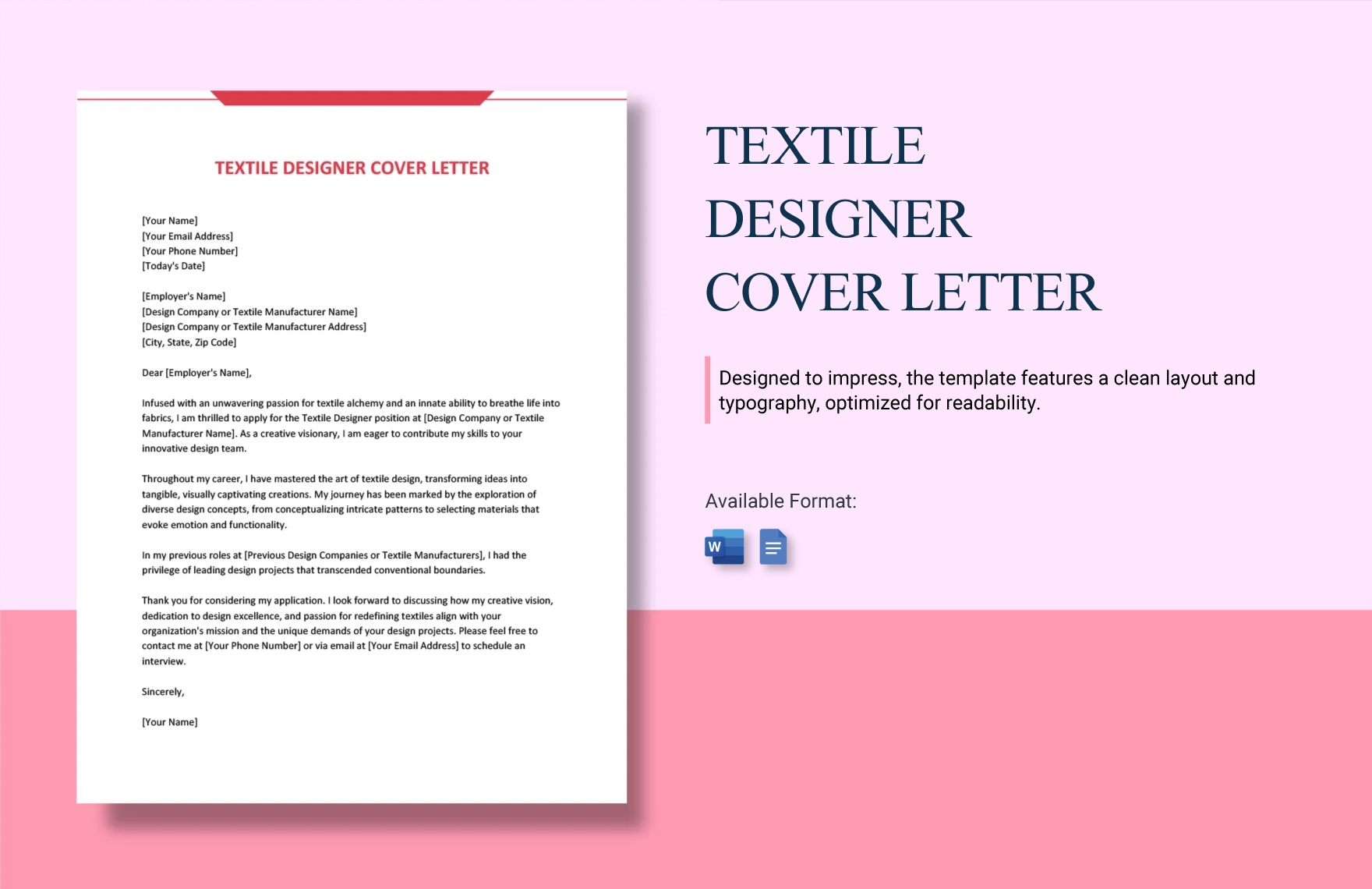 Textile Designer Cover Letter in Word, Google Docs - Download | Template.net