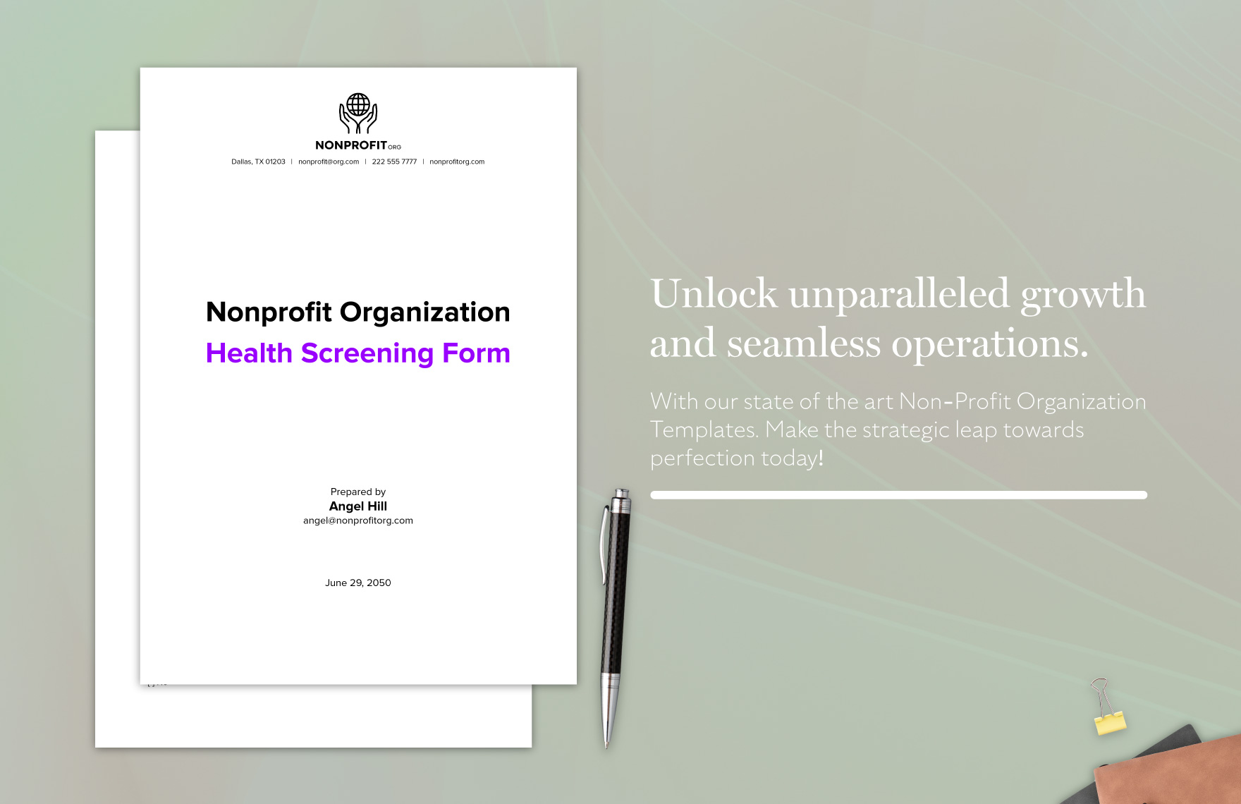 Nonprofit Organization Health Screening Form Template