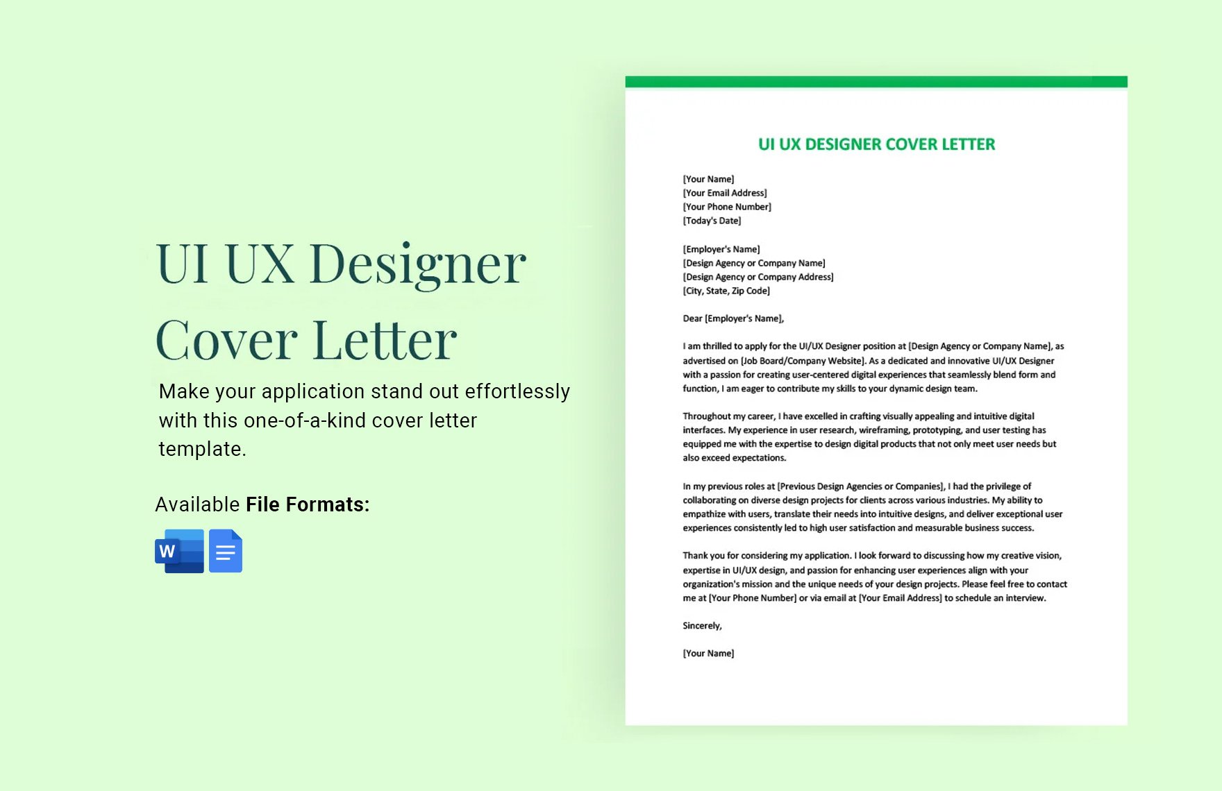 UI UX Designer Cover Letter in Word, Google Docs