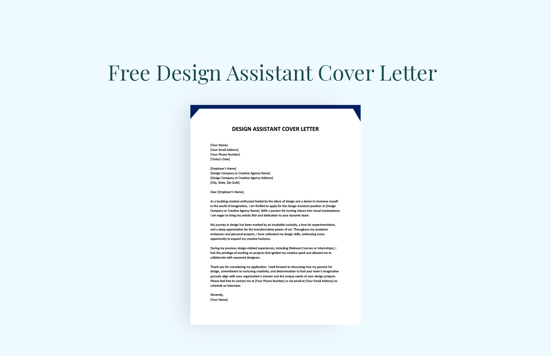Design Assistant Cover Letter