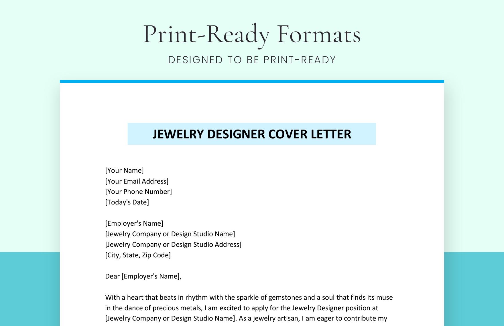 Jewelry Designer Cover Letter