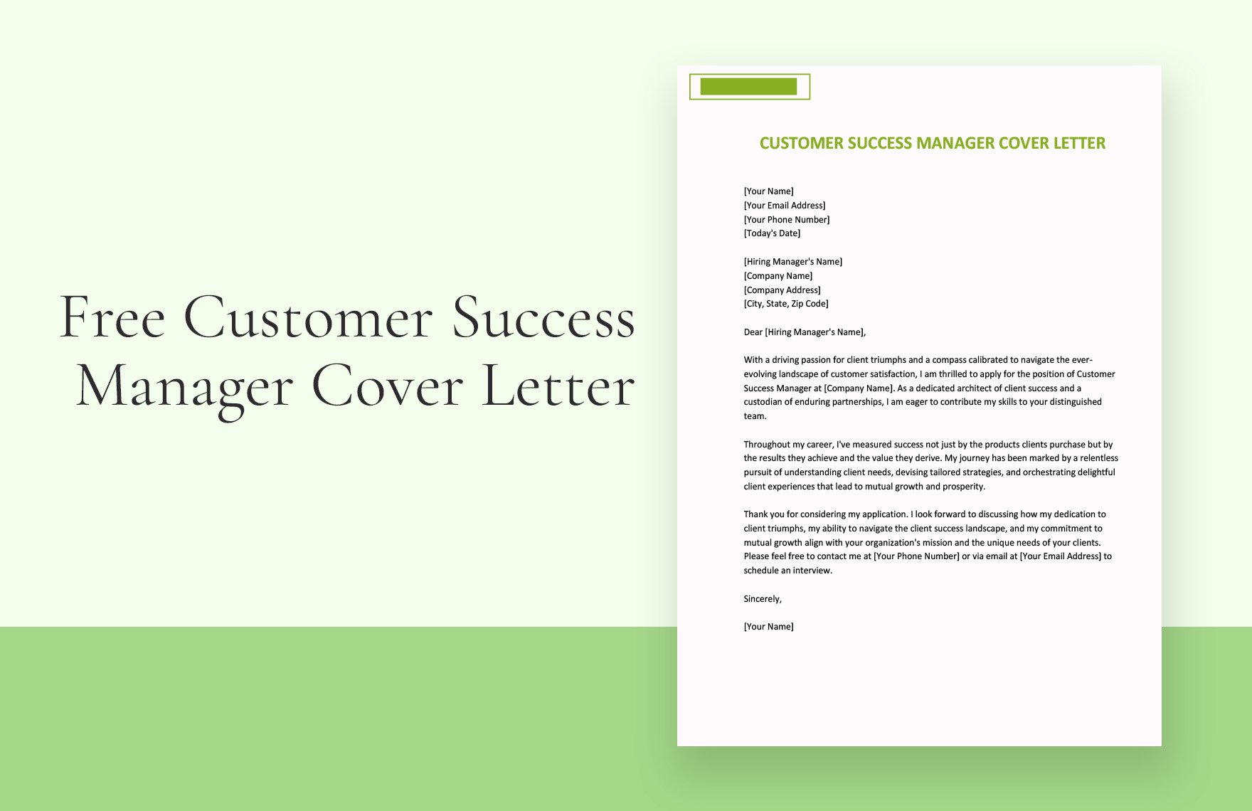 Customer Success Manager Cover Letter