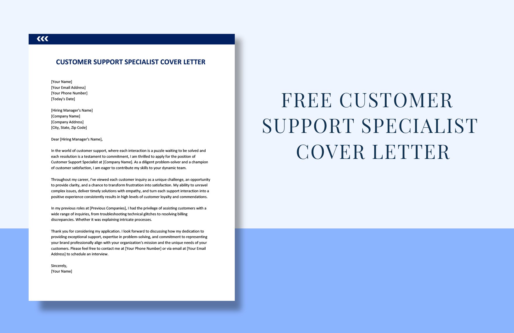 Customer Support Specialist Cover Letter