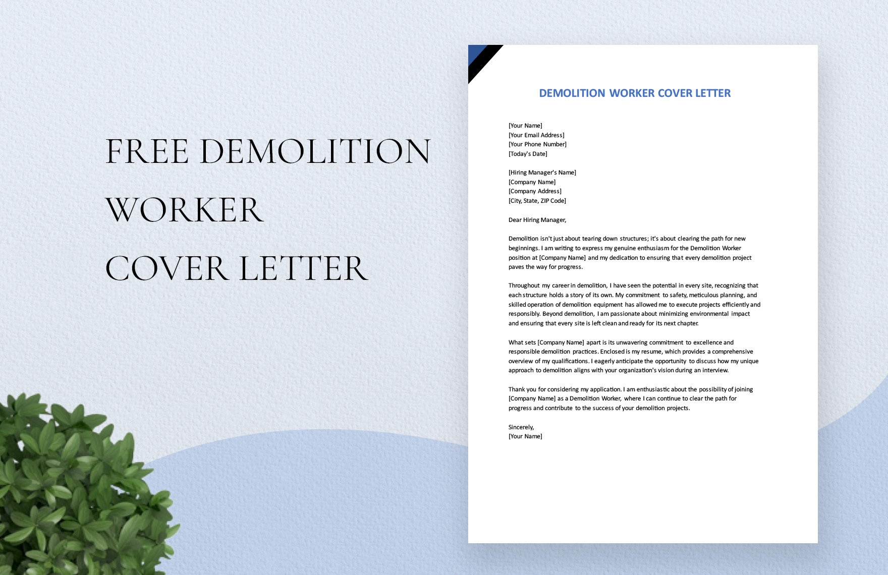 Demolition Worker Cover Letter in Word, Google Docs, PDF