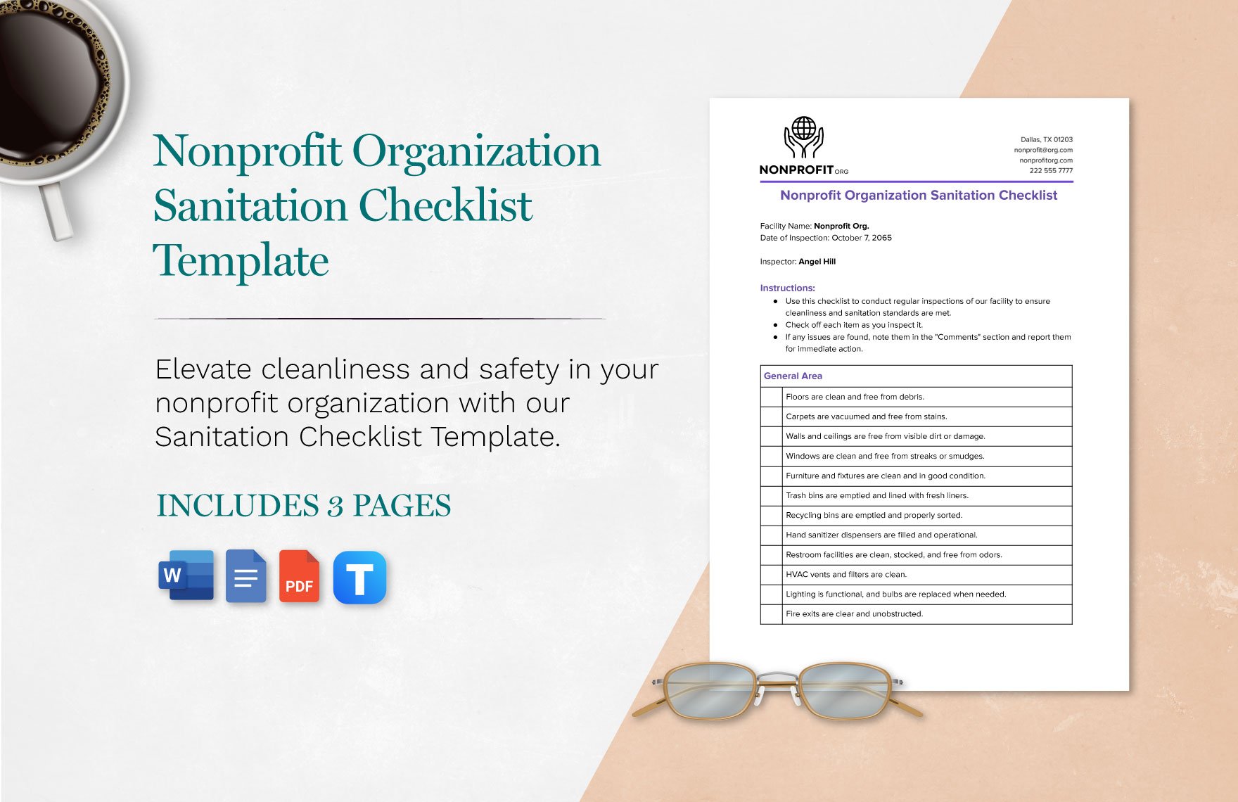 Nonprofit Organization Sanitation Checklist Template