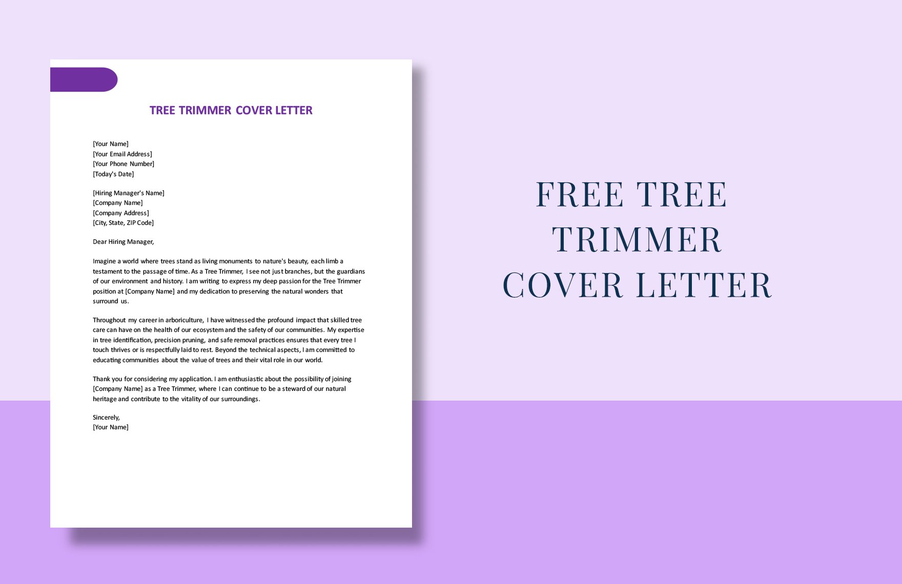 Tree Trimmer Cover Letter in Word, Google Docs, PDF