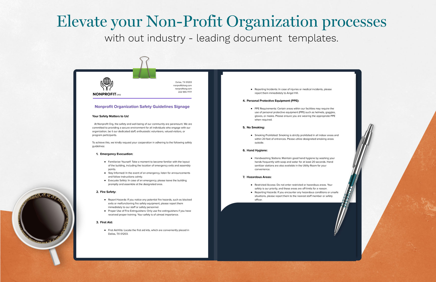 Nonprofit Organization Safety Guidelines Signage Template