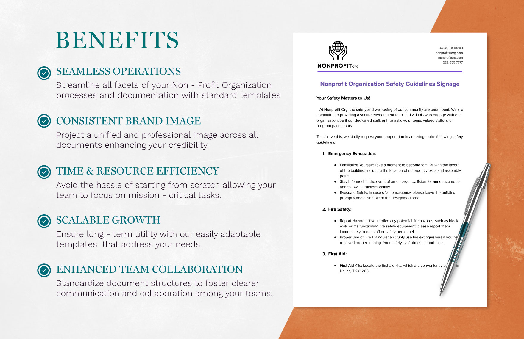 Nonprofit Organization Safety Guidelines Signage Template