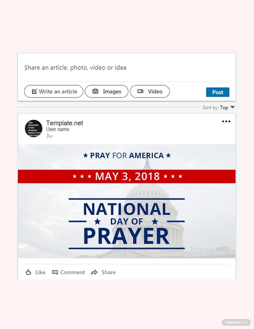 Free National Day of Prayer LinkedIn Post Template in PSD