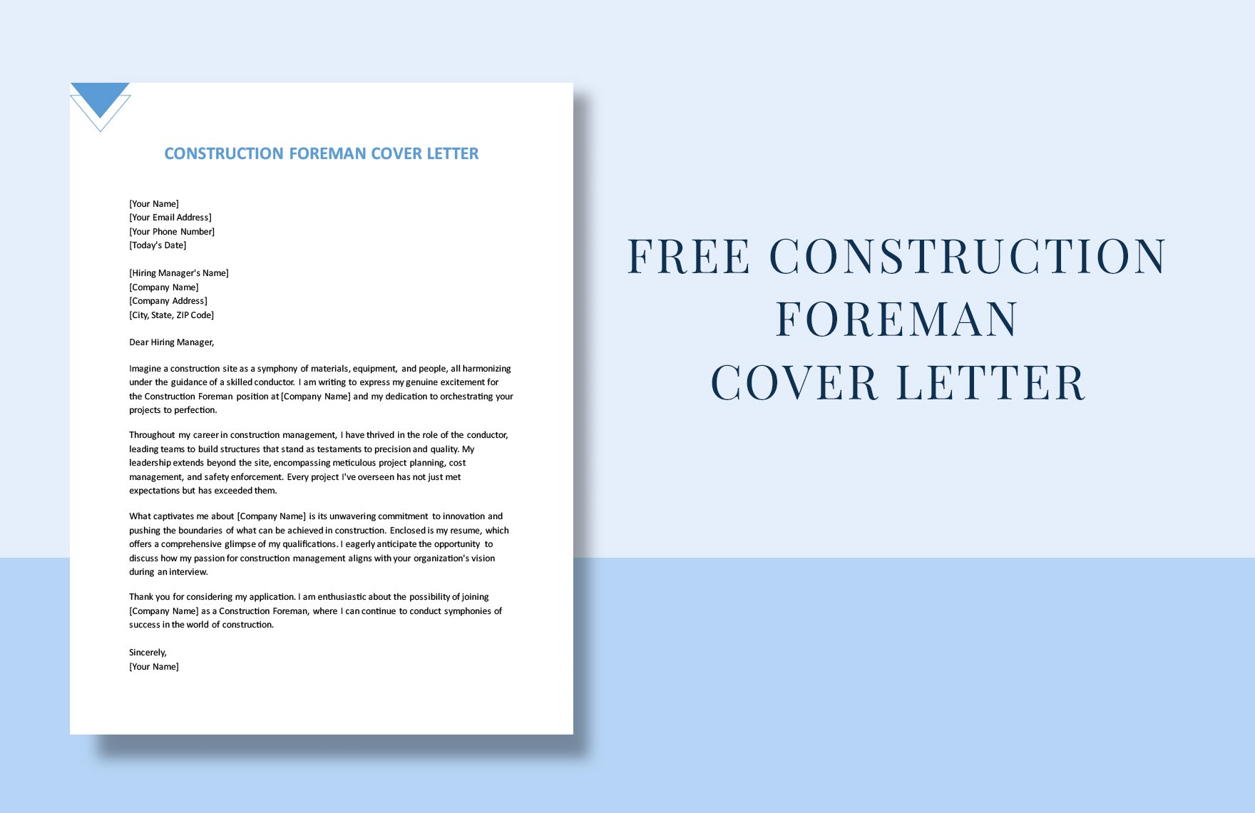 Construction Foreman Cover Letter in Word, Google Docs, PDF