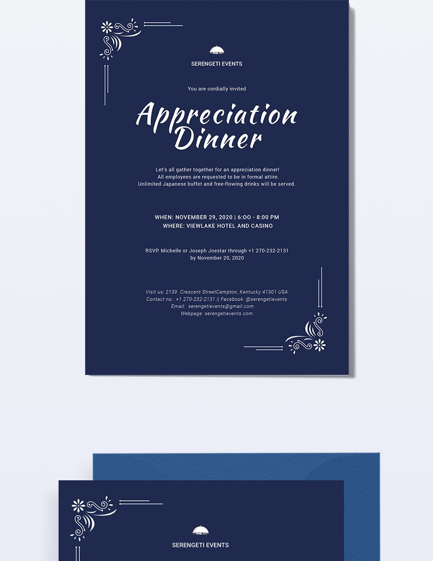 Appreciation Dinner Invitation Template