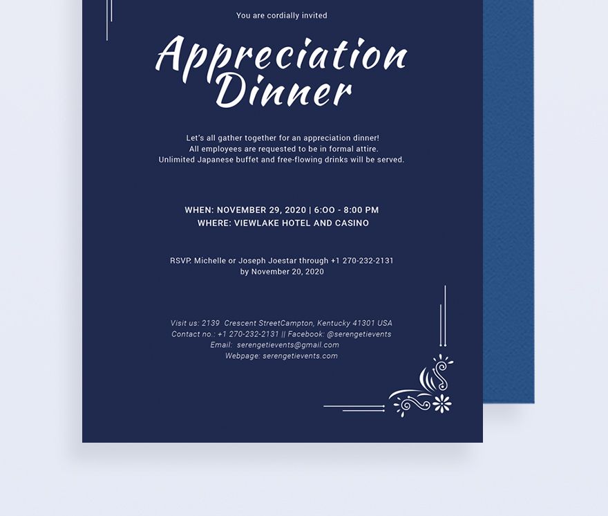 Appreciation Dinner Invitation Template