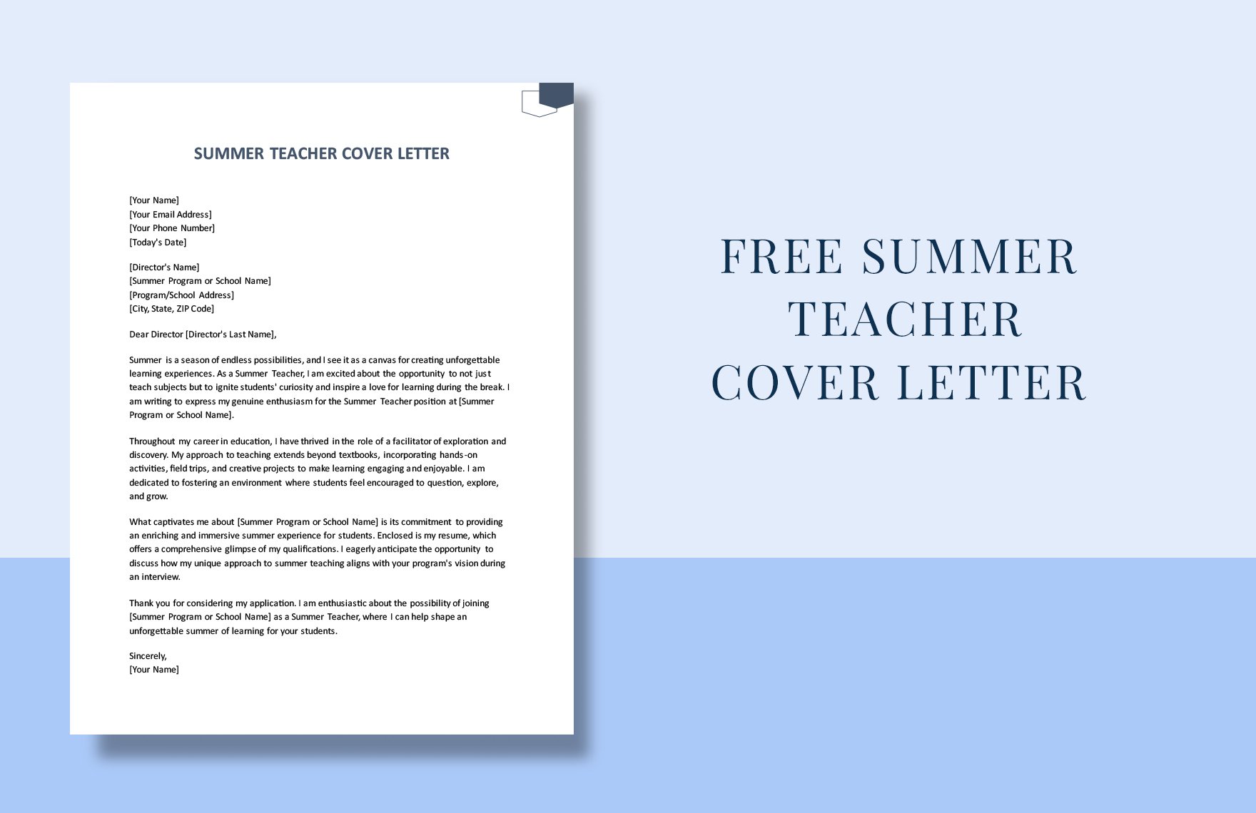 Summer Teacher Cover Letter