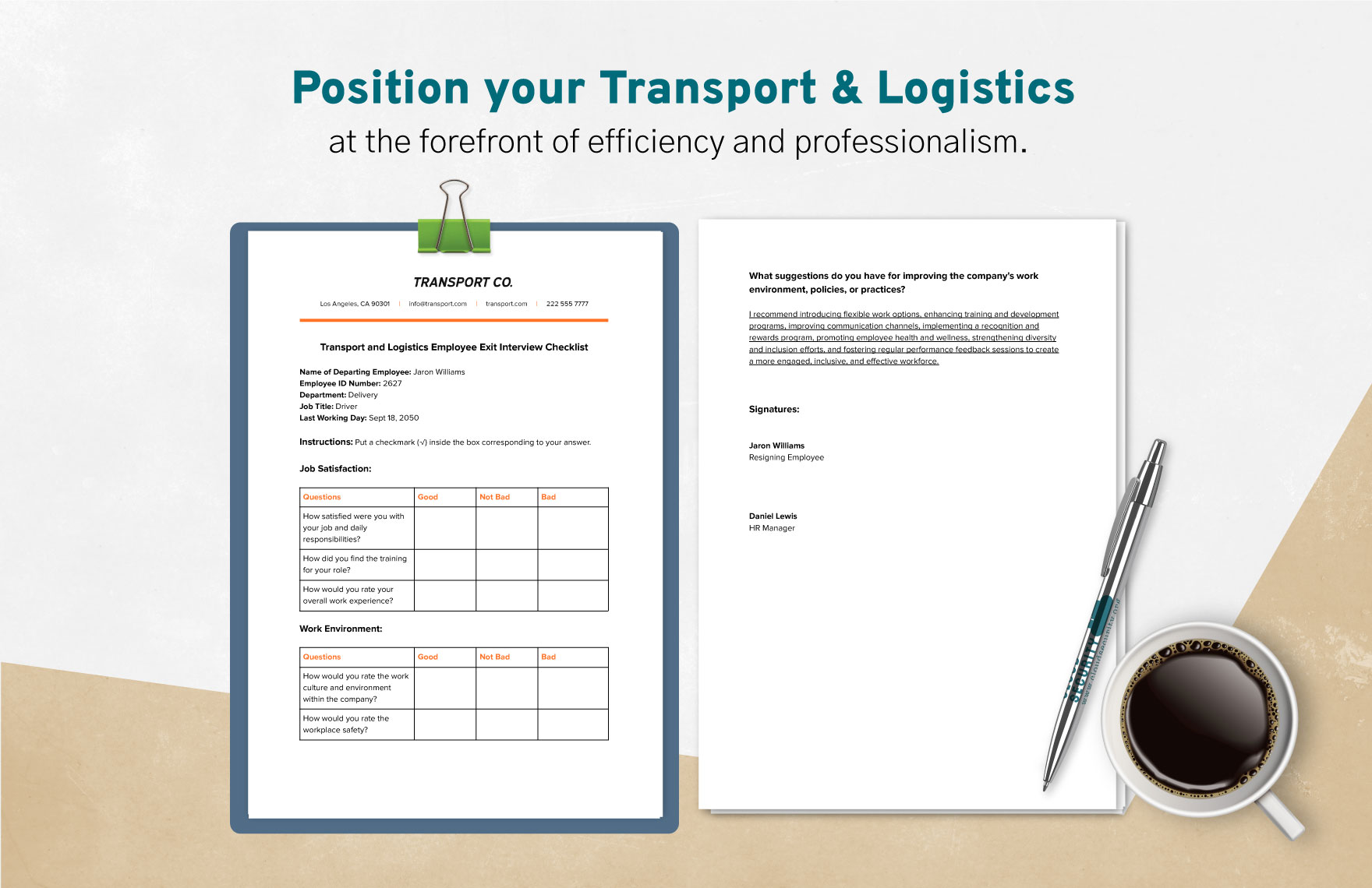Transport and Logistics Employee Exit Interview Checklist Template