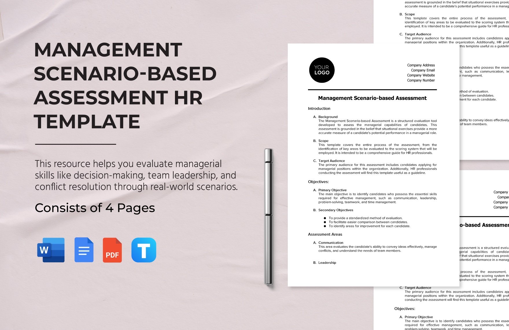 Management Scenario-based Assessment HR Template in Word, Google Docs, PDF
