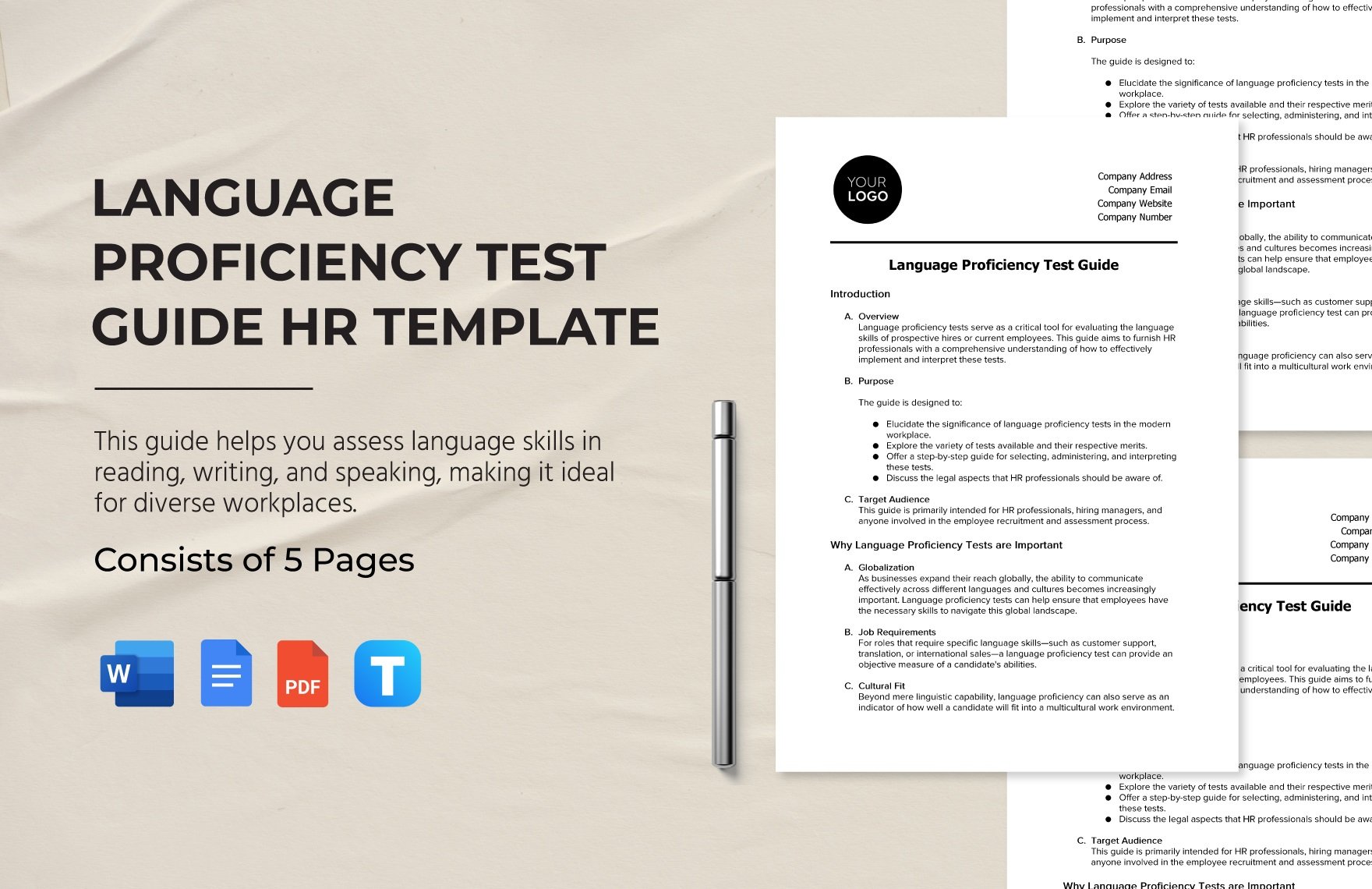 Language Proficiency Test Guide HR Template in Word, Google Docs, PDF