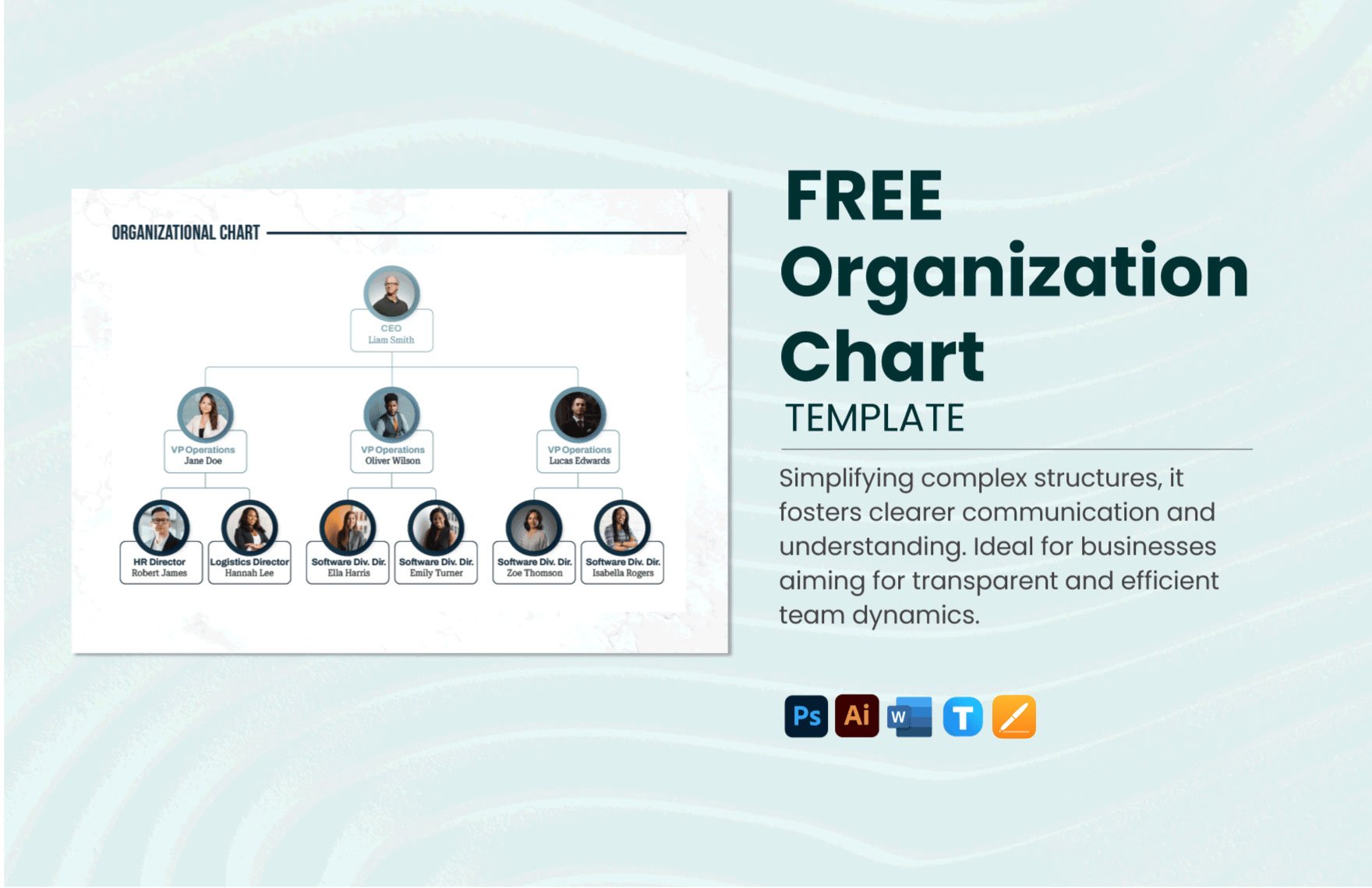 Organization Chart Template in Photoshop, Illustrator, Word, Pages ...