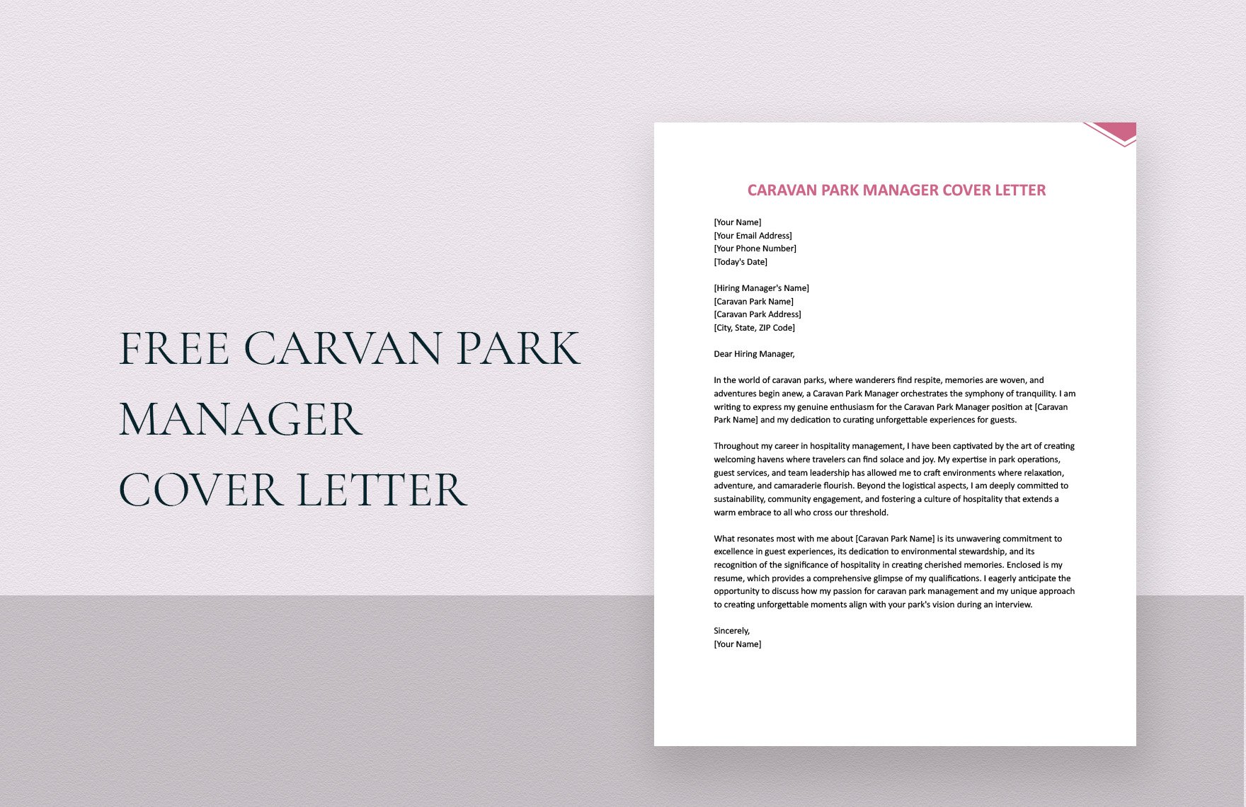 Caravan Park Manager Cover Letter