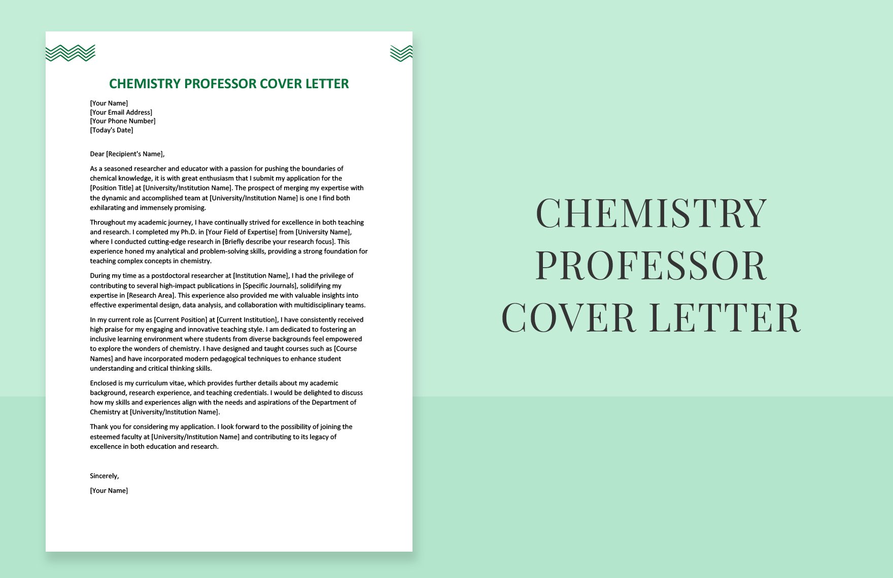 Chemistry Professor Cover Letter in Word, Google Docs