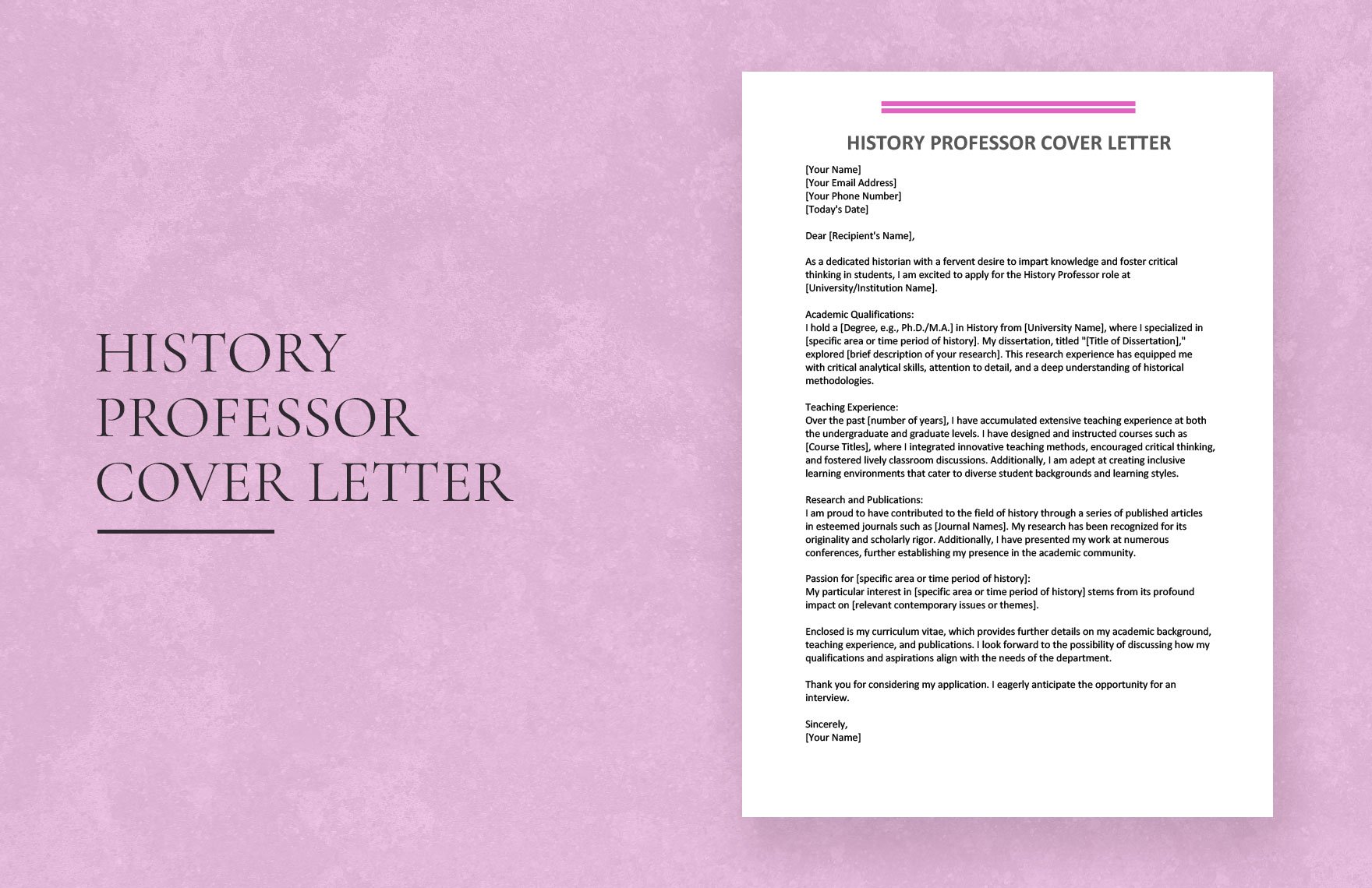 History Professor Cover Letter