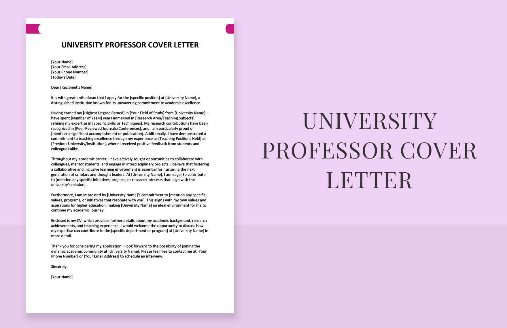 University Professor Cover Letter