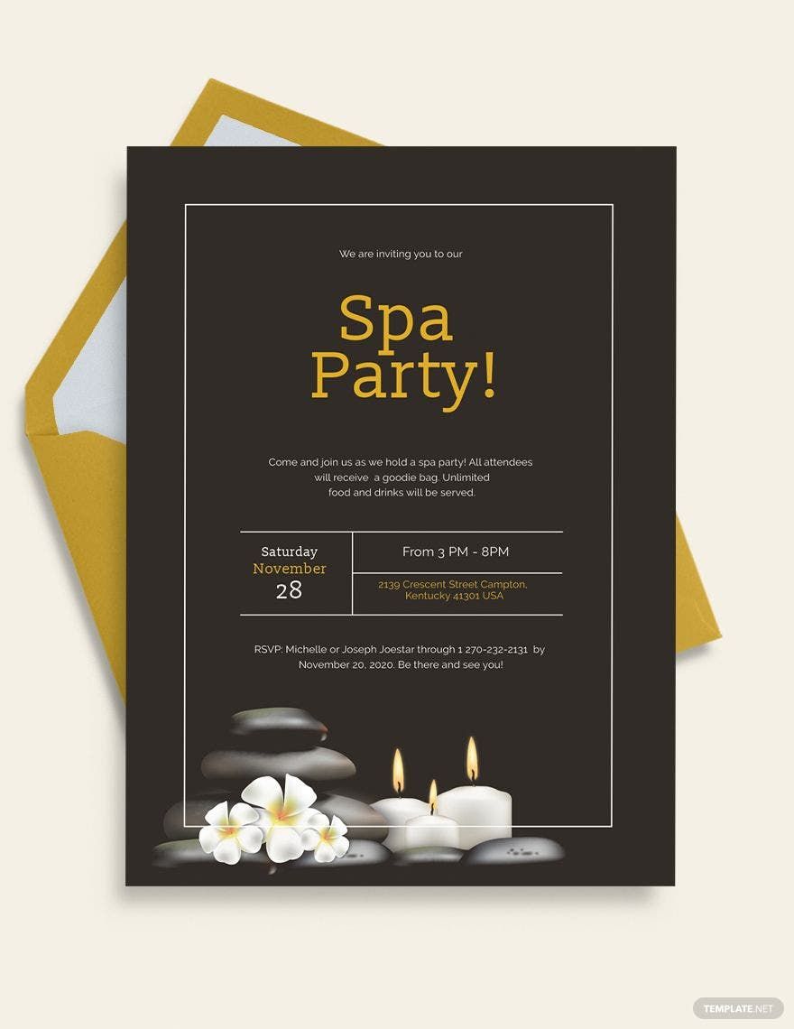 Spa Party Invitation Template
