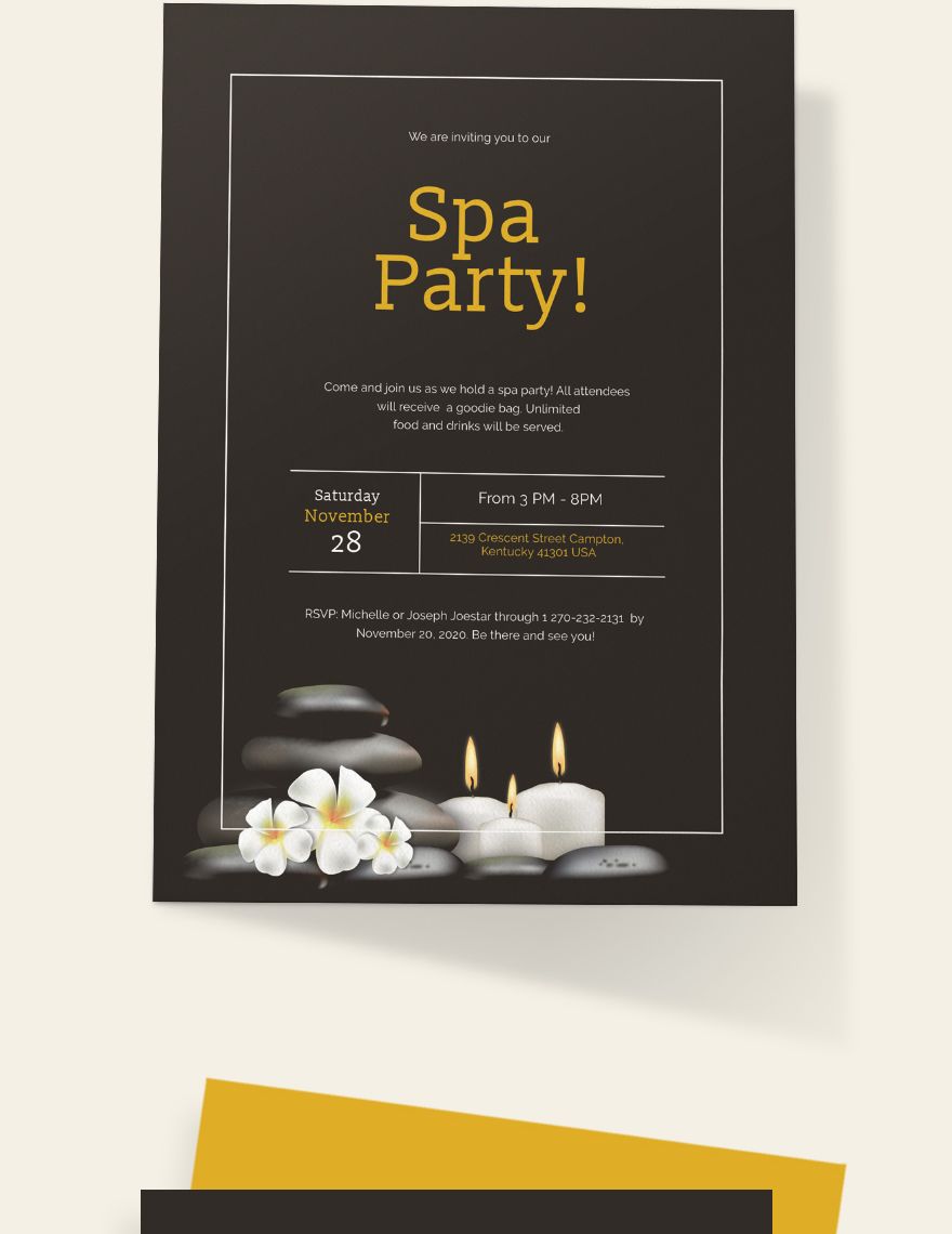 Spa Party Invitation Template